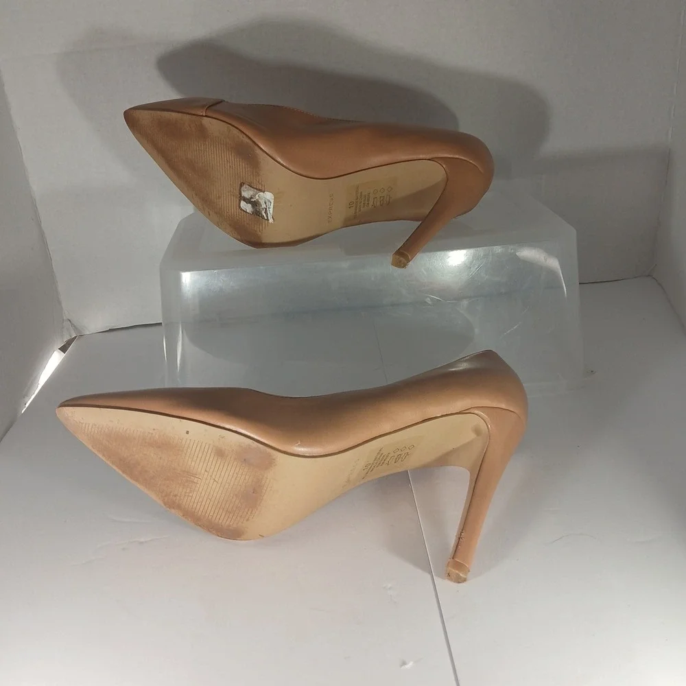 Express Pointed Toe Pumps 10 Tan Nude Stiletto Heels Office Siren Professional